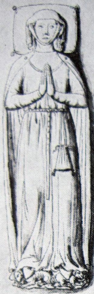 Drawing of female effigy with purse slung from her belt