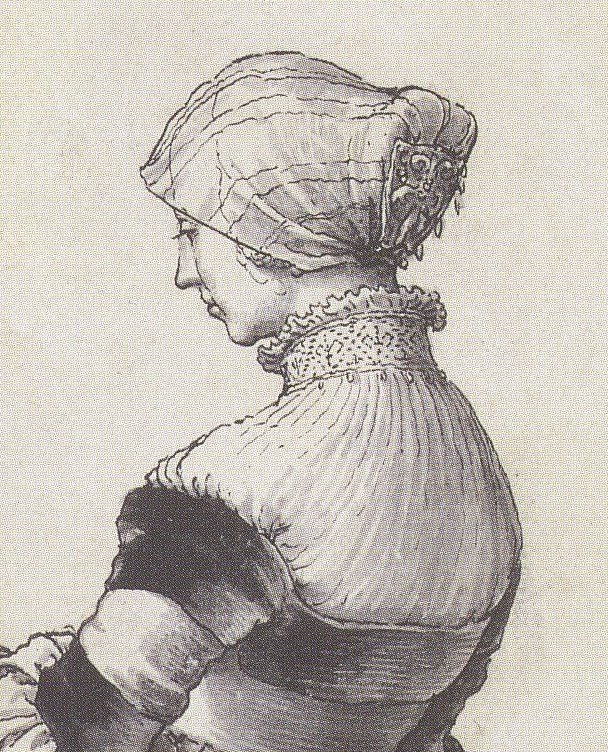 Drawing of woman wearing Halshemd