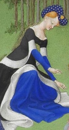 Manscript painting of wman wearing blue turban headdress